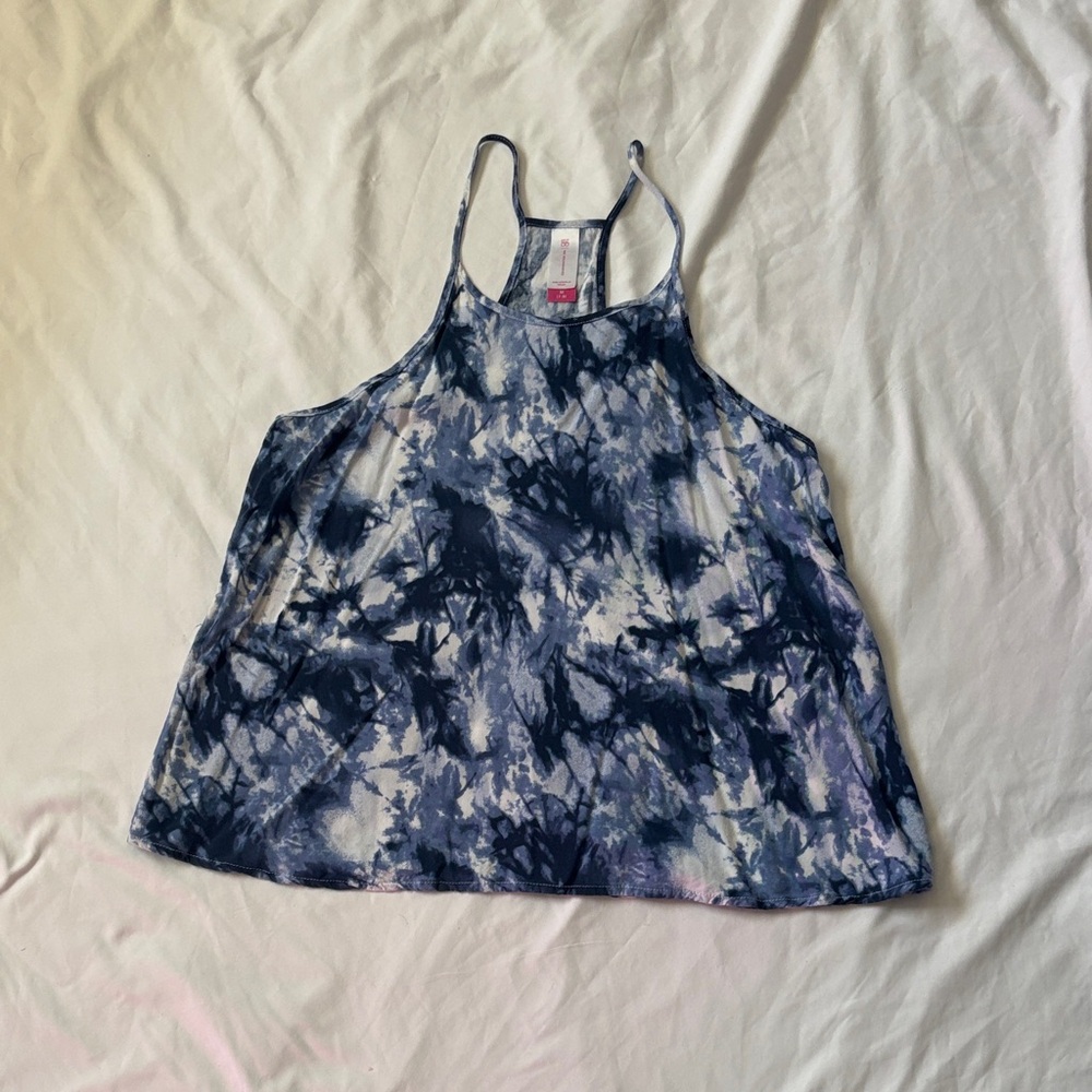 No Boundaries Blue and White Tie-Dye Tank Top